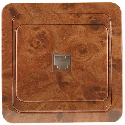 Розетка СВЕТОЗАР &quot;ГАММА&quot; телефонная, одинарная, цвет орех SV-54117-N купить в Тобольске