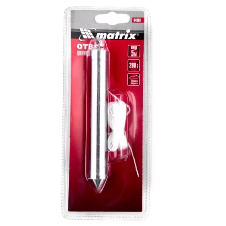 Отвес цилиндрический 200 г шнур 5 м Matrix 84886 купить в Тобольске