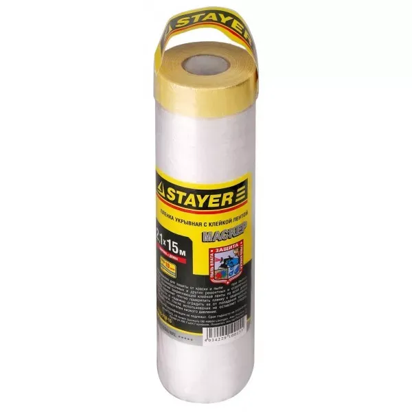 Пленка STAYER "PROFESSIONAL" защитная с клейкой лентой "МАСКЕР", HDPE, 9мкм, 2,1х15м 12255-210-15 купить в Тобольске