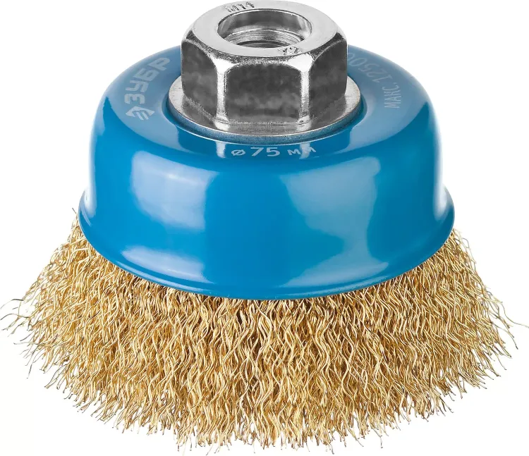 ЗУБР "ПРОФЕССИОНАЛ". Щетка чашечная для УШМ, витая латунированная стальная проволока 0,3мм, 75ммхМ14 3526-075_z02 купить в Тобольске