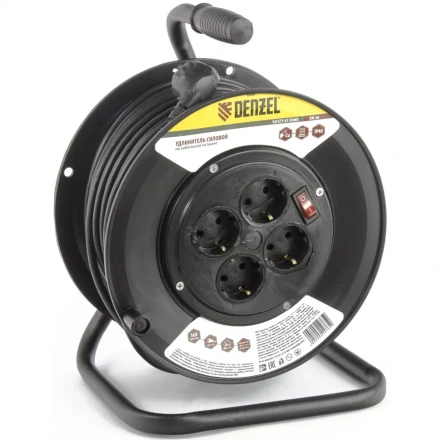 Удлинитель силовой на кабельной катушке 50м 4 розетки 16А серия УХз16 DENZEL 95906 купить в Тобольске