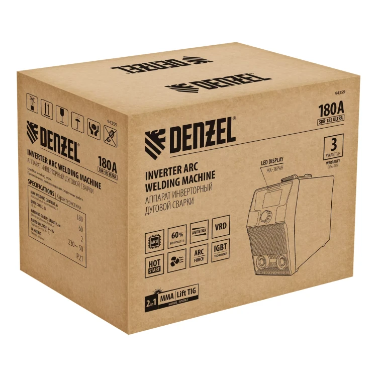 Аппарат инвертор. дуговой сварки Denzel SDR-185 Ultra, 180 А, ПВ 60% 94359 купить в Тобольске