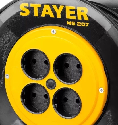 Удлинитель на катушке, 20 м, 1300 Вт, 4 гнезда, ПВС 2x0,75 мм2, STAYER 55073-20 купить в Тобольске