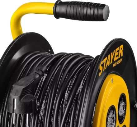 Удлинитель на катушке, 20 м, 1300 Вт, 4 гнезда, ПВС 2x0,75 мм2, STAYER 55073-20 купить в Тобольске