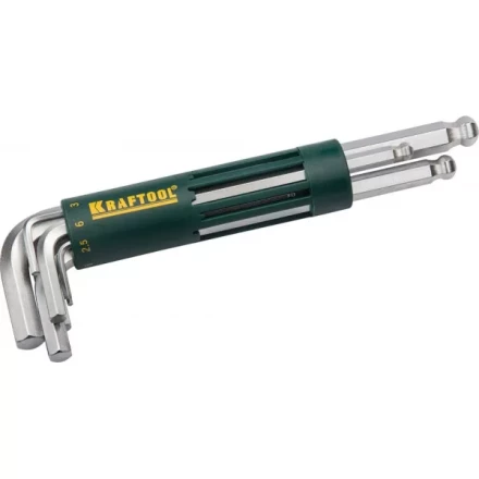 Набор KRAFTOOL: Ключи имбусовые длинные с шариком, Cr-Mo сталь, держатель-рукоятка, HEX 2-10мм, 8 пред 27431-2_z01 купить в Тобольске