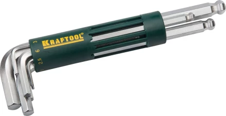 Набор KRAFTOOL: Ключи имбусовые длинные с шариком, Cr-Mo сталь, держатель-рукоятка, HEX 2-10мм, 8 пред 27431-2_z01 купить в Тобольске