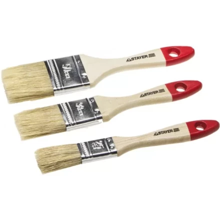 Набор STAYER &quot;STANDARD&quot; &quot;UNIVERSAL&quot;: Кисти, светлая натуральная щетина, деревянная ручка, 3шт: 25, 38, 50мм 0161-H3_z01 купить в Тобольске