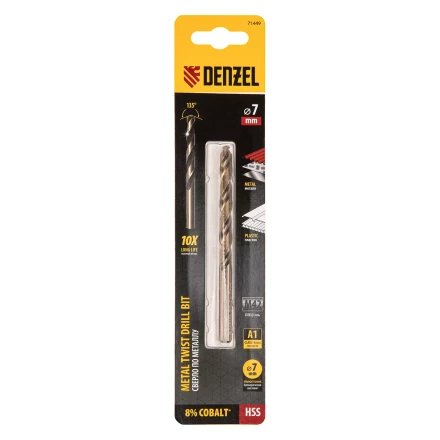 Сверло по металлу, 7 мм, HSS Co-8%// Denzel 71449 купить в Тобольске