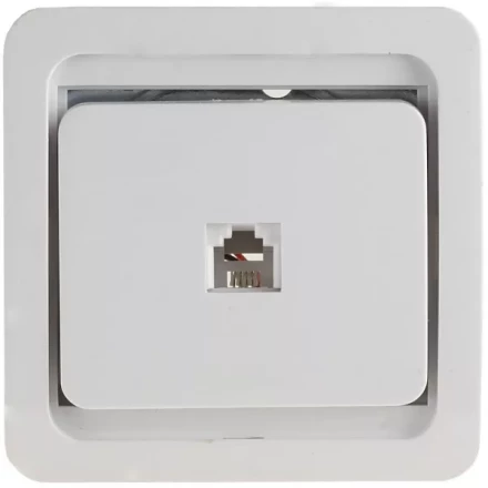 Розетка СВЕТОЗАР &quot;ГАММА&quot; телефонная одинарная, цвет белый SV-54117-W купить в Тобольске