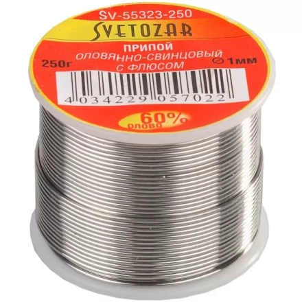 Припой СВЕТОЗАР оловянно-свинцовый, 60% Sn / 40% Pb, 250гр SV-55323-250 купить в Тобольске