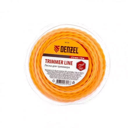 Леска для триммера овальная витая 3,0 мм х 10 м блистер Россия Denzel 96138 купить в Тобольске