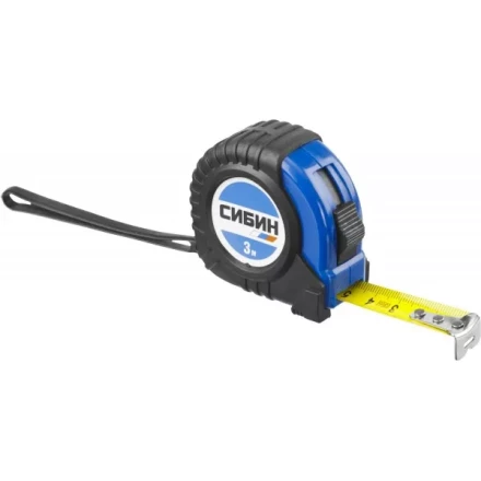 Рулетка СИБИН, обрезиненный пластиковый корпус, 3м/16мм 34019-03-16 купить в Тобольске