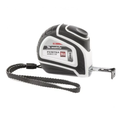 Рулетка Autostop 3 м х 16 мм двухкомпонентный корпус автоматическая фиксация MATRIX 32550 купить в Тобольске