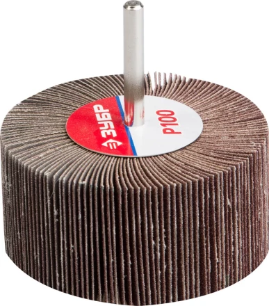 Круг шлифовальный ЗУБР &quot;МАСТЕР&quot; веерный лепестковый, на шпильке, тип КЛО, зерно-электрокорунд нормальный, P100, 40х80мм 36604-100 купить в Тобольске