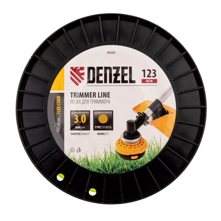 Леска для триммера круглая Denzel, 3,0мм х 123м, на DIN катушке FLEX CORD, 96282 купить в Тобольске