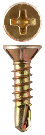 Саморезы ЗУБР &quot;МАСТЕР&quot; со сверлом для оконного профиля, жёлтопассивированные, 3.9x25мм, 40шт 300236-39-025 купить в Тобольске