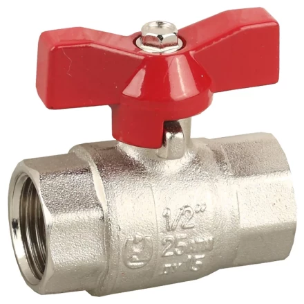 Кран ЗУБР шаровой 3/4&quot; полнопроходной &quot;мама-мама&quot;, бабочка, никелированная латунь 51353-N-3/4 купить в Тобольске