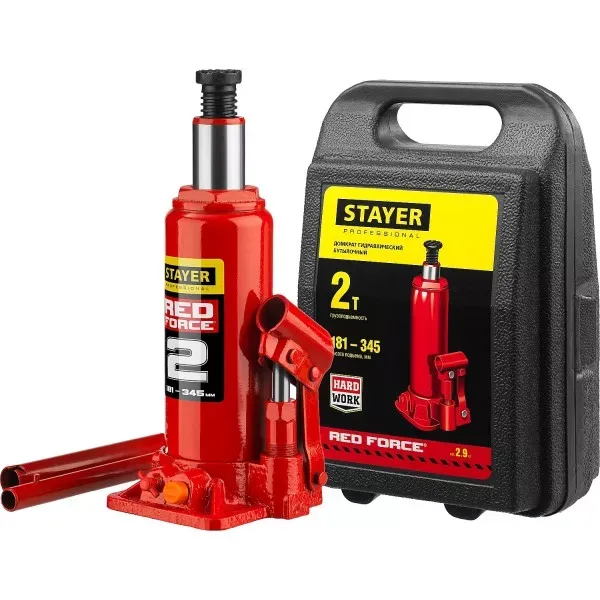 Домкрат STAYER "PROFI" гидравлический бутылочный, в кейсе, 2т, 148-278мм 43160-2-K купить в Тобольске
