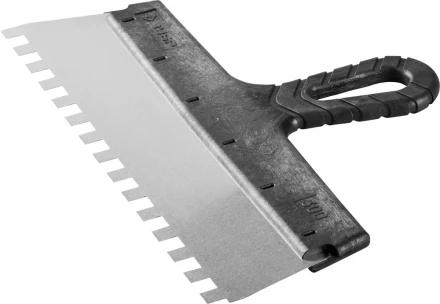 Шпатель ЗУБР &quot;МАСТЕР&quot; ФАСАДНЫЙ, нержавеющее полотно, 300мм, зуб 10х10мм 10078-30-10 купить в Тобольске