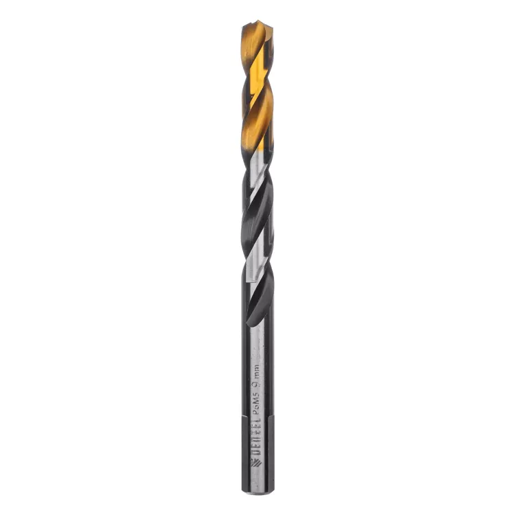 Сверло спиральное по металлу Denzel 9 x 125мм, Р6М5, Golden Tip, многогранная заточка, 718284 купить в Тобольске