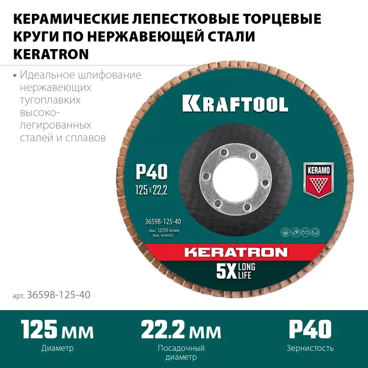 Круги лепестковые керамические торцевые 36598-125-40 купить в Тобольске