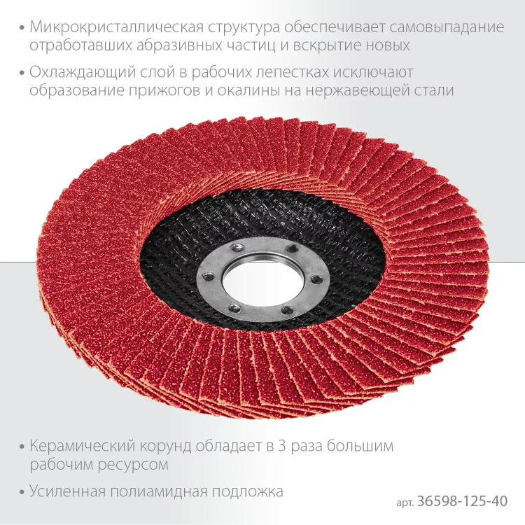 Круги лепестковые керамические торцевые 36598-125-40 купить в Тобольске