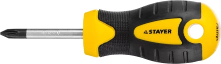Отвертка STAYER &quot;MASTER&quot; &quot;ТECHNO&quot;, двухкомпонентная рукоятка, магнитный наконечник, Cr-V, PH1x38мм 2508-38-1_z02 купить в Тобольске