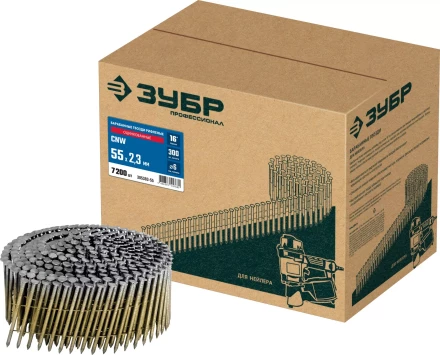 ЗУБР CNW 55 х 2.3 мм, барабанные гвозди рифленые оцинкованные, 7200 шт (305383-55) купить в Тобольске