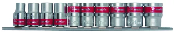 Набор торцевых головок 3/8", 6-ти гр., CrV, 10шт.,  8-19мм Matrix 13558 купить в Тобольске