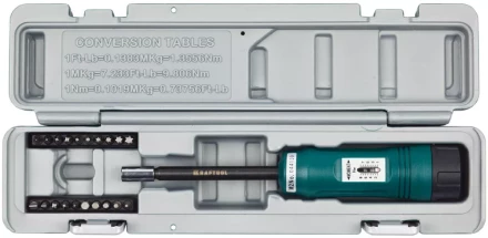 Отвертка динамометрическая KRAFTOOL со шкалой, регулируемая, 1-8 Нм, точность +/-6%, 20 бит, в боксе 64030 купить в Тобольске