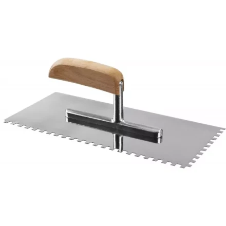 Гладилка нержавеющая ЗУБР &quot;ПРОФЕССИОНАЛ&quot; с деревянной ручкой, зубчатая, 6х6мм, 130х280мм 0806-06_z01 купить в Тобольске