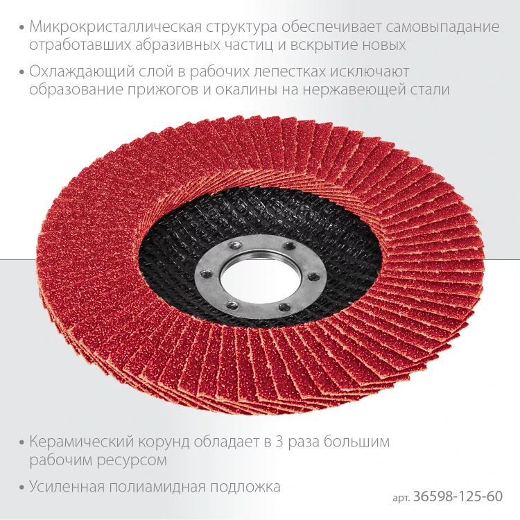 Круги лепестковые керамические торцевые 36598-125-60 купить в Тобольске