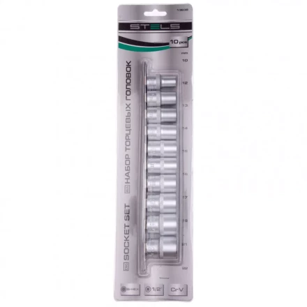 Набор торцевых головок 1/2 двенадцатигранные CrV 10 шт 10-24 мм Stels 13638 купить в Тобольске