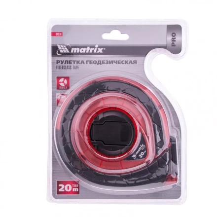 Рулетка геодезическая 20 м х 15 мм закрытый корпус фибергласовая лента двусторонняя шкала Pro Matrix 31270 купить в Тобольске