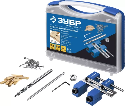 ЗУБР два отверстия, регулируемый кондуктор для глухих отверстий, Профессионал (30081) купить в Тобольске