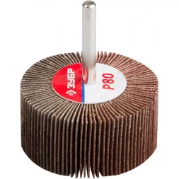 Круг шлифовальный ЗУБР &quot;МАСТЕР&quot; веерный лепестковый, на шпильке, тип КЛО, зерно-электрокорунд нормальный, P80, 30х60мм 36602-080