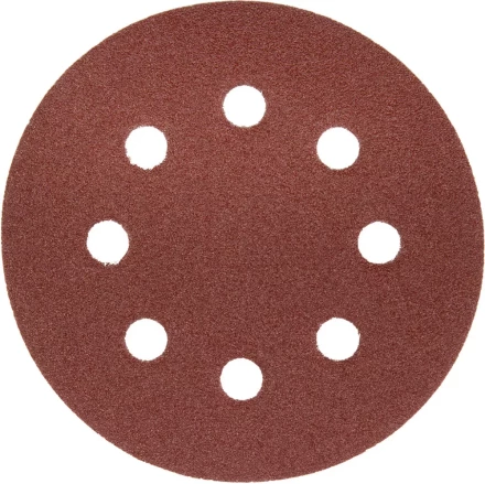 Круг шлифовальный ЗУБР &quot;МАСТЕР&quot; универсальный, из абразивной бумаги на велкро основе, 8 отверстий, Р80, 125мм, 5шт 35562-125-080 купить в Тобольске