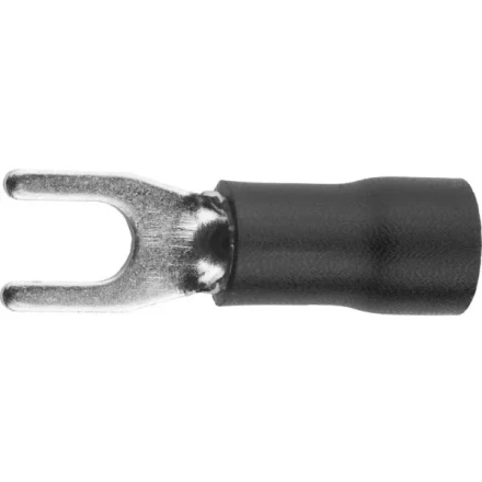 Наконечник СВЕТОЗАР для кабеля, изолированный, с вилкой, черный, вн. d 4,3мм, под болт 6мм, провод 2,5-4мм2, 37А, 10шт 49420-40 купить в Тобольске