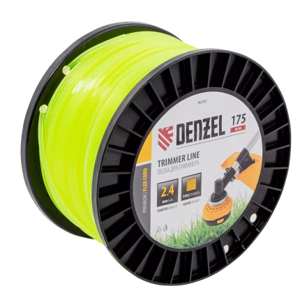 Леска для триммера квадрат Denzel, 2,4мм х 175м, на DIN катушке FLEX CORD, 96292 купить в Тобольске