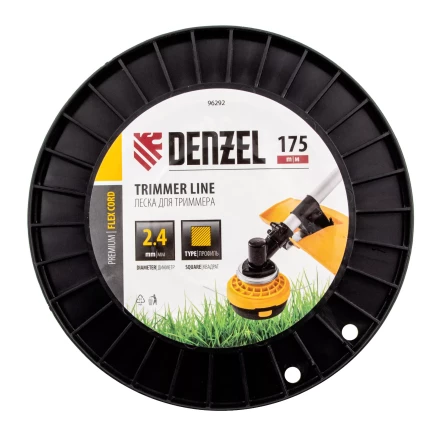 Леска для триммера квадрат Denzel, 2,4мм х 175м, на DIN катушке FLEX CORD, 96292 купить в Тобольске