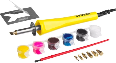 Прибор STAYER &quot;MASTER&quot; для выжигания с набором насадок 7шт и красками 45220 купить в Тобольске