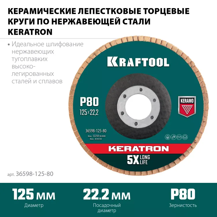 Круги лепестковые керамические торцевые 36598-125-80 купить в Тобольске