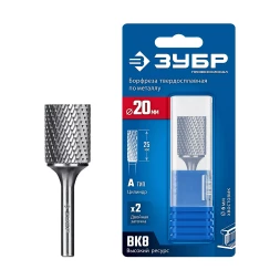 Зубр Твердосплавная борфреза А - цилиндр с гладким торцом, 20 х 25 мм (28800-20-25)