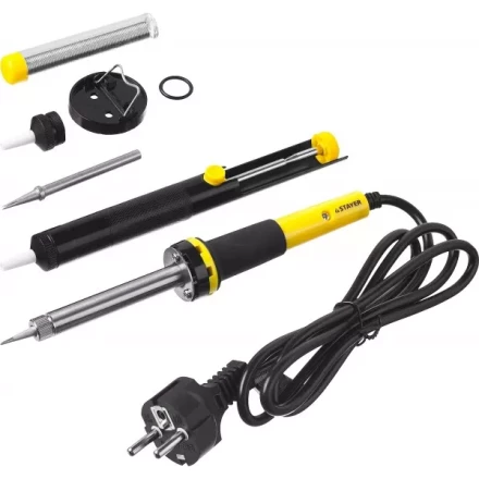 Набор для паяльных работ STAYER &quot;PROFI&quot; PROTerm, 55313-60-H6, паяльник 55300 + подставка + припой + жало сменное + шприц + насадка на жало, 60 Вт 55313-60-H6 купить в Тобольске