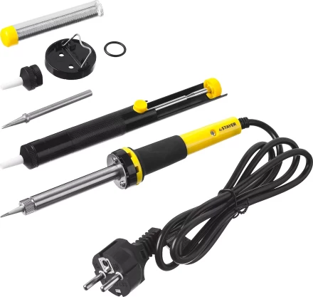 Набор для паяльных работ STAYER &quot;PROFI&quot; PROTerm, 55313-60-H6, паяльник 55300 + подставка + припой + жало сменное + шприц + насадка на жало, 60 Вт 55313-60-H6 купить в Тобольске