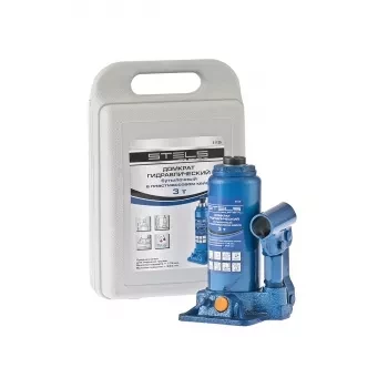 Домкрат гидравлический бутылочный 3 т h подъема 178–343 мм в пластиковом кейсе STELS 51125 купить в Тобольске