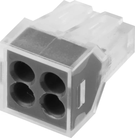 Клемма СВЕТОЗАР соединительная, 4-х проводная, 400В, 24А, 0,75-2,5мм2, 2шт 49170-4 купить в Тобольске