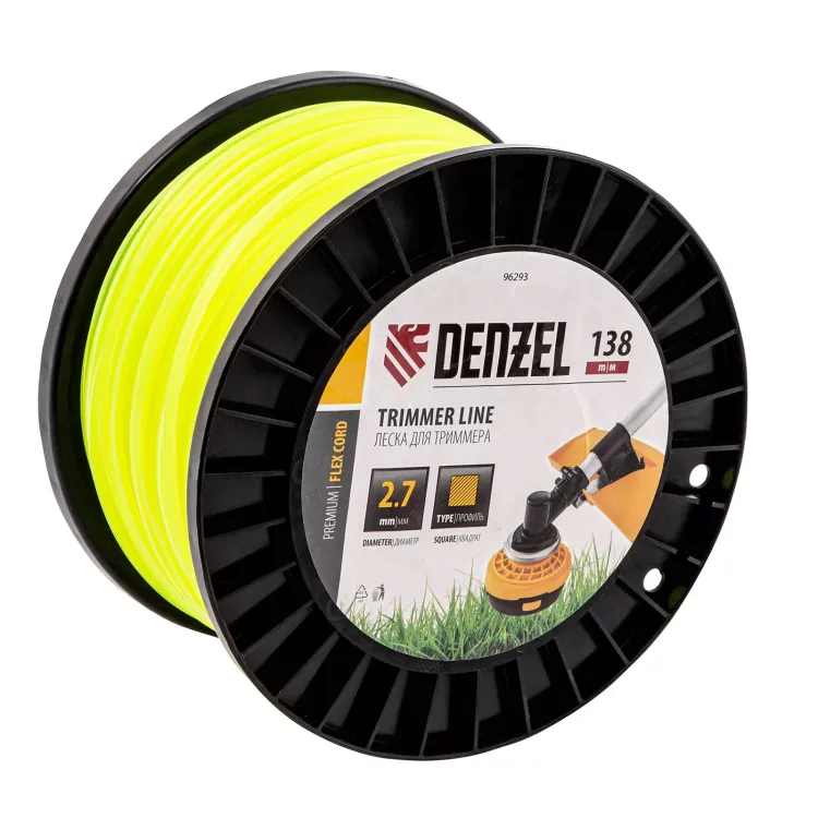 Леска для триммера квадрат Denzel, 2,7м х 138м, на DIN катушке FLEX CORD, 96293 купить в Тобольске