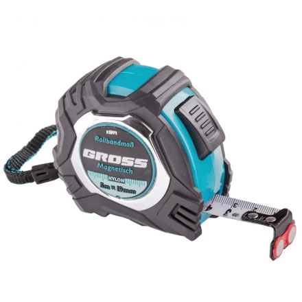 Рулетка Magnetisch 5 м х 19 мм обрезиненный корпус автоматическая фиксация Нейлоновое покрытиеытие зацеп с магнитом Gross 32571 купить в Тобольске