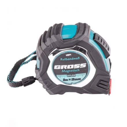 Рулетка Magnetisch 5 м х 19 мм обрезиненный корпус автоматическая фиксация Нейлоновое покрытиеытие зацеп с магнитом Gross 32571 купить в Тобольске